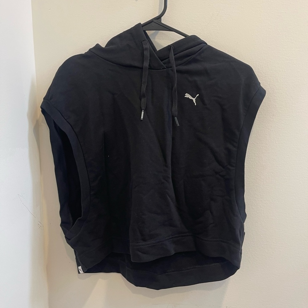 PUMA Women's Black Sleeveless Hoodie